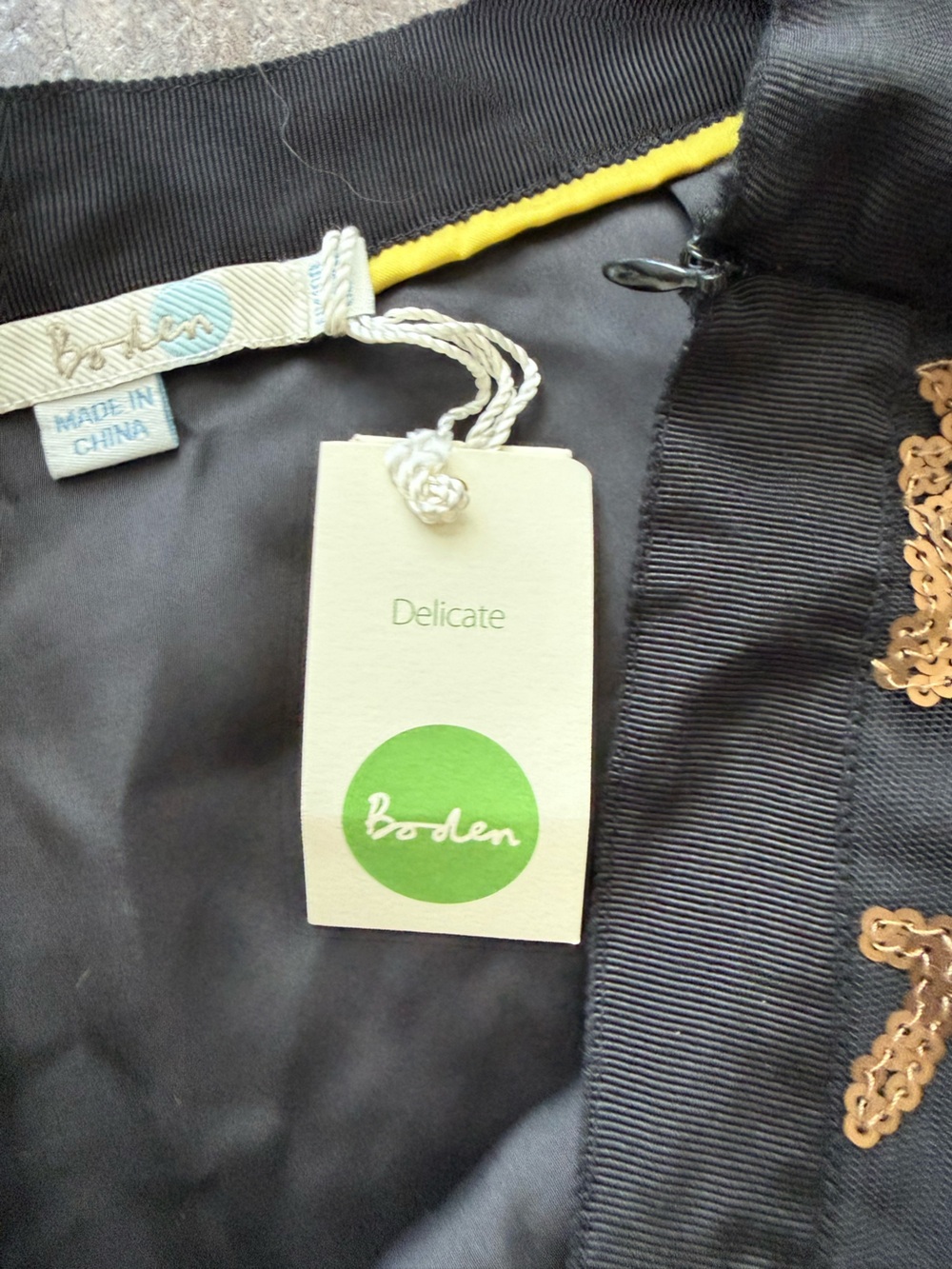 Boden Sequin Embroidered Mini Skirt Black Gold Floral Party UK 10 US 6 - Picture 8 of 12